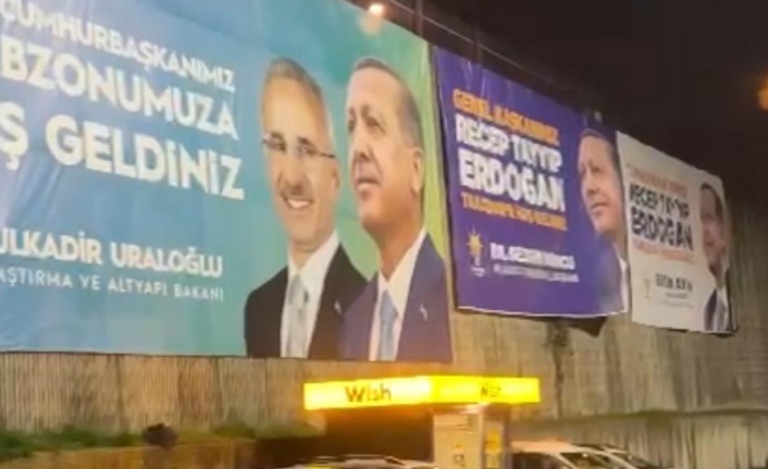 Pankartı kapan havalimanına koştu